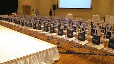 event center room stage and chairs