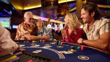 A vibrant casino gaming interface showcasing slots and live dealer tables