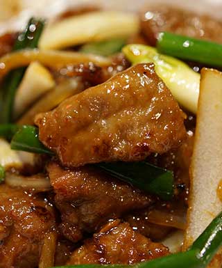 close up shot of beef and vege