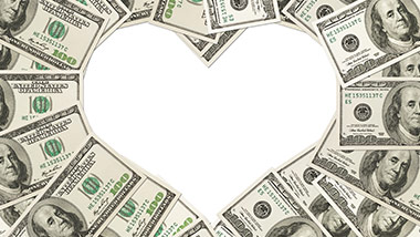 Money in the shape of a heart